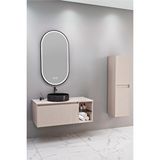 Netdeko Almonde 100 Cm Siyah Lavabolu Banyo Dolabı Krem - Boy Dolap Dahil