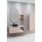 Netdeko Almonde 100 Cm Siyah Lavabolu Banyo Dolabı Krem - Raf Modül Ve Boy Dolap Dahil
