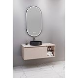 Netdeko Almonde 100 Cm Siyah Lavabolu Banyo Dolabı Krem