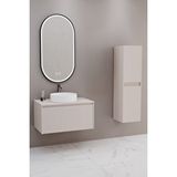 Netdeko Almonde 80 Cm Beyaz Lavabolu Banyo Dolabı Krem - Boy Dolap Dahil