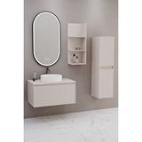 Netdeko Almonde 80 Cm Beyaz Lavabolu Banyo Dolabı Krem - Raf Modül Ve Boy Dolap Dahil