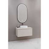 Netdeko Almonde 80 Cm Beyaz Lavabolu Banyo Dolabı Krem