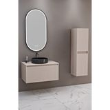 Netdeko Almonde 80 Cm Siyah Lavabolu Banyo Dolabı Krem - Boy Dolap Dahil