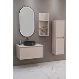 Netdeko Almonde 80 Cm Siyah Lavabolu Banyo Dolabı Krem - Raf Modül Ve Boy Dolap Dahil