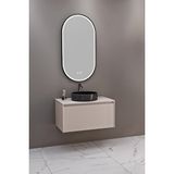 Netdeko Almonde 80 Cm Siyah Lavabolu Banyo Dolabı Krem