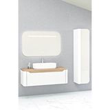 Netdeko Ardino 110 Cm Banyo Dolabı Beyaz Kayın - Boy Dolap Hariç