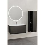 Netdeko Aston 80 cm Beyaz Lavabolu Banyo Dolabı - Boy Dolap Dahil - Siyah