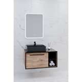 Netdeko Energy 90 Cm Siyah Lavabolu Banyo Dolabı Siyah Dorado