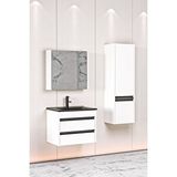 Netdeko Levante 65 Cm Siyah Lavabolu Banyo Dolabı Bgn Aynalı - Boy Dolap Dahil Beyaz