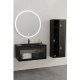Netdeko Lilium 80 cm Siyah Lavabolu Banyo Dolabı - Boy Dolap Dahil