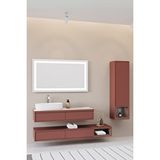 Netdeko Parma 120 Cm Banyo Dolabı - Bordo / Kaman Ceviz (çekmeceli Alt Modül Ve Boy Dolap Dahil)