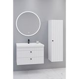 Netdeko Petit 80 Cm Banyo Dolabı Orz Aynalı - Boy Dolap Dahil Beyaz