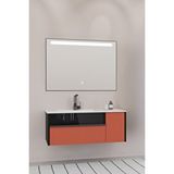 Netdeko Sable 100 Cm Beyaz Lavabolu Banyo Dolabı - Siyah Kiremit Siyah / Kiremit