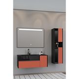 Netdeko Sable 100 Cm Siyah Lavabolu Banyo Dolabı - Siyah Kiremit (boy Dolap Dahil) Siyah / Kiremit