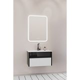 Netdeko Sable 65 Cm Beyaz Lavabolu Banyo Dolabı - Siyah Beyaz Siyah / Beyaz