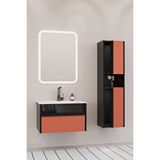 Netdeko Sable 65 Cm Beyaz Lavabolu Banyo Dolabı - Siyah Kiremit (boy Dolap Dahil) Siyah / Kiremit