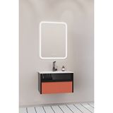 Netdeko Sable 65 Cm Beyaz Lavabolu Banyo Dolabı - Siyah Kiremit Siyah / Kiremit