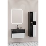 Netdeko Sable 65 Cm Siyah Lavabolu Banyo Dolabı - Siyah Beyaz (boy Dolap Dahil) Siyah / Beyaz