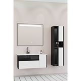 Netdeko Sable 85 Cm Beyaz Lavabolu Banyo Dolabı - Siyah Beyaz (boy Dolap Dahil) Siyah / Beyaz