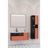 Netdeko Sable 85 Cm Beyaz Lavabolu Banyo Dolabı - Siyah Kiremit (boy Dolap Dahil) Siyah / Kiremit