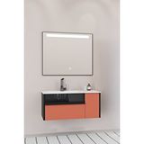 Netdeko Sable 85 Cm Beyaz Lavabolu Banyo Dolabı - Siyah Kiremit Siyah / Kiremit