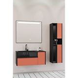 Netdeko Sable 85 Cm Siyah Lavabolu Banyo Dolabı - Siyah Kiremit (boy Dolap Dahil) Siyah / Kiremit