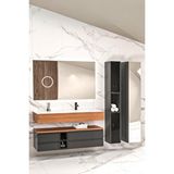 Netdeko Vision 120 Cm Banyo Dolabı - Çekmeceli Konsol Alt Modül Ve Boy Dolap Dahil Antrasit