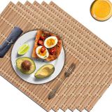 NETEHA Doğal Bambu Servis Altlığı-6'lı Paket - Ahşap Kare Servis Altlığı Seti, Restoran ve Mutfakta Kaymaz ve Dayanıklı Bambu Masa Servis Altlıkları için Uygun