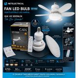 Netelectrical Cata 62W Lodos Fan LED Kumandalı Işıklı Tavan Vantilatörü E27 Duylu CT-1154 Kodlu Duya Tak Çalıştır - Beyaz