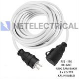 Netelectrical Elektrikli Araba Şarj Uzatma Kablosu (Beyaz, 20 Metre) - (20 METRE, BEYAZ)