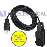 Netelectrical Kauçuk 2'li 100 Metre Topraklı Grup Priz - 3x1.5 Ttr Tam Bakır Siyah Kablo