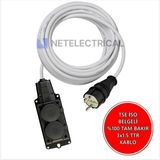 Netelectrical Kauçuk 2'li Topraklı Grup Priz Uzatma Kablosu 5 Metre 3x1.5 Mm² Ttr Beyaz Kablolu