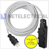 Netelectrical Kauçuk 3'lü 95 Metre Topraklı Grup Priz - 3x1.5 Ttr Tam Bakır Beyaz Kablo
