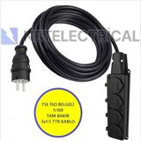 Netelectrical Kauçuk 4'lü 9 Metre Topraklı Grup Priz - 3x1.5 Ttr Tam Bakır Siyah Kablo