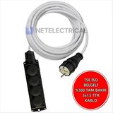 Netelectrical Kauçuk 4'lü Topraklı Grup Priz Uzatma Kablosu 1 Metre 3x1.5 Mm² Ttr Beyaz Kablolu
