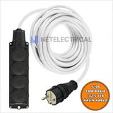 Netelectrical Kauçuk 4'lü Topraklı Grup Priz Uzatma Kablosu 5 Metre 3x2,5 Mm² Ttr Kalın Beyaz Kablolu