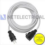 Netelectrical Kauçuk Tekli Seyyar Uzatma Kablosu - 3x1.5 Ttr Kablo Beyaz - 7 Metre