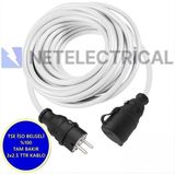 Netelectrical Kauçuk Tekli Seyyar Uzatma Kablosu - 3x2.5 Ttr Kalın Kablo Beyaz - 27 Metre (Elektrikli Araç Şarjı ve Karavan Içi Kullanım)