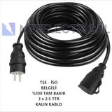 Netelectrical Kauçuk Tekli Seyyar Uzatma Kablosu - 3x2.5 Ttr Kalın Kablo Siyah - 20 Metre (Elektrikli Araç Şarjı ve Karavan Içi Kullanım)