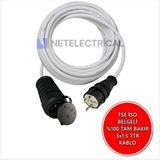 Netelectrical Kauçuk Tekli Topraklı Ara Uzatma Kablosu 60 Metre 3x1.5 Mm² Ttr Beyaz Kablolu