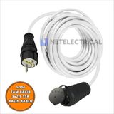 Netelectrical Kauçuk Tekli Topraklı Ara Uzatma Kablosu 9 Metre 3x2,5 Mm² Ttr Kalın Beyaz Kablolu