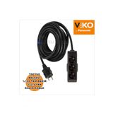 NETELECTRİCAL Multi-let | Üçlü 4 Metre Topraklı Ç. K. Grup Priz - 3'lü 4 M Siyah 3x2.5 Ttr Kalın Kablolu