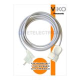 NETELECTRİCAL Tekli Seyyar Uzatma Kablosu - 3 Metre 3x1.5 Ttr Beyaz Kablo | Yan Erkek Fiş