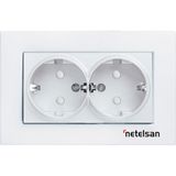Netelsan Byobu Ikili Topraklı Priz Mekanizma Kapak Çerçeve