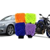Netmarkt 4'lü Set Şönil Mikrofiber Oto-Motosiklet Yıkama Eldiveni - Çizmez Detaylı Temizlik Aparatı - Karışık Renkli