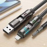 Netmarkt IC02 4in1 240W Type-C to Type-C Ekstra 2.4A USB to Lightning ve 30W Type-C to Lightning Dönüşme Özellikli PD Hızlı Şarj Kablosu