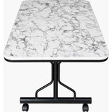 Netoc Metal Ayaklı Tekerlekli Orta Sehpa 70X110 Mutfak Masası Yükseklik 55CM Demonte - Beyaz - Beyaz