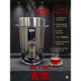 Netoc Vatan Elektrikli Çay Semaveri 40 Bardak Kapasiteli Çaycı Çelik Çift Musluklu - Gri