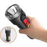 Netodak Şarz Edilebilir El Feneri Şarjlı El Feneri 4 Modlu Su Geçirmez USB Kablolu Cob LED 5W - Siyah