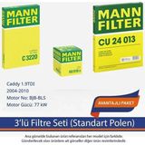Netparset Volkswagen Caddy 1.9tdı 2004-2010 Mann 3'lü Filtre Seti (Standart Polen)-Bjb-Bls